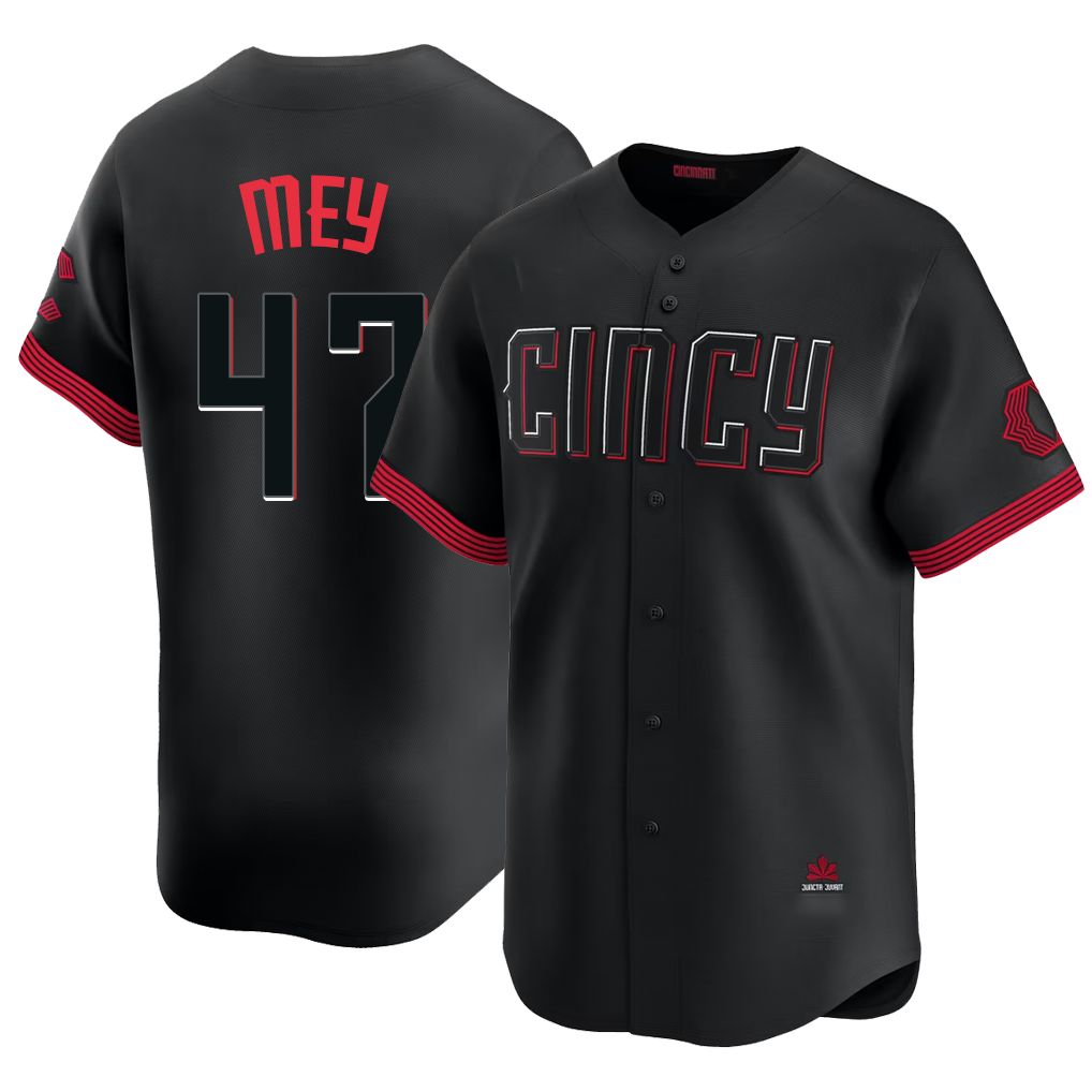 Cincinnati #47 Mey Player Baseball Short Sleeve Black Jersey Luis For Men Women Youth Gift