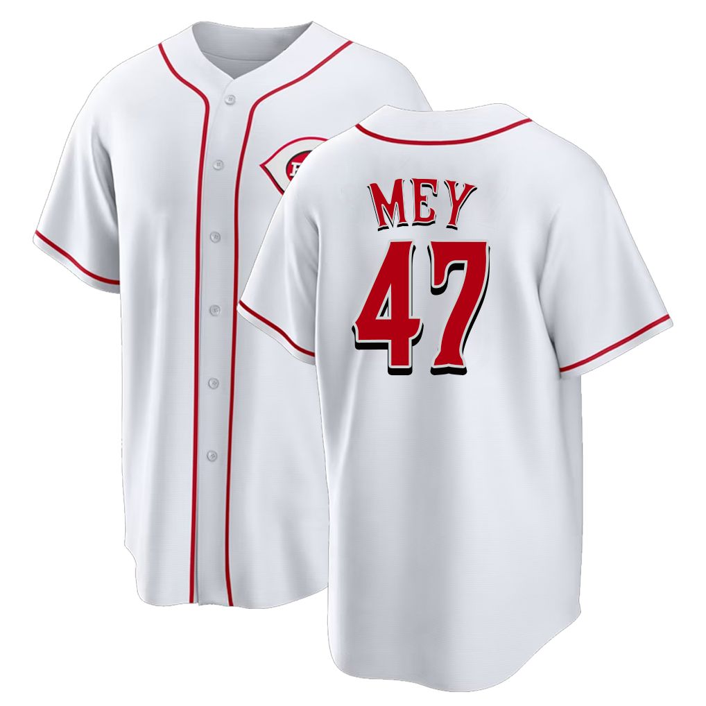 Cincinnati #47 Mey Player Baseball Short Sleeve White Jersey Luis For Men Women Youth Gift