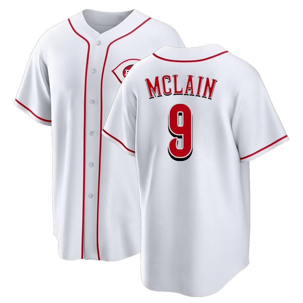 Cincinnati #9 McLain Player Baseball Short Sleeve White Jersey Matt For Men Women Youth Gift