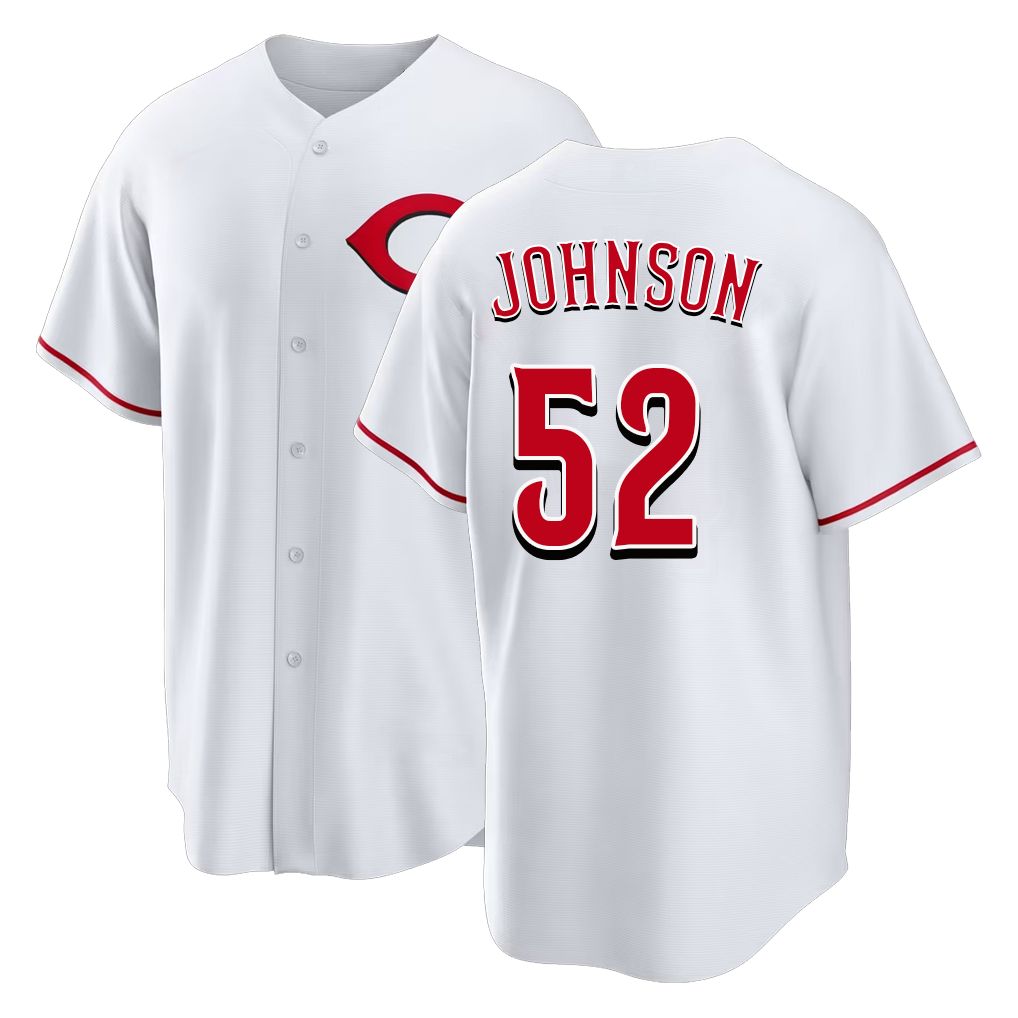 Cincinnati #52 Johnson Player Baseball Short Sleeve White Jersey Pierce For Men Women Youth Gift
