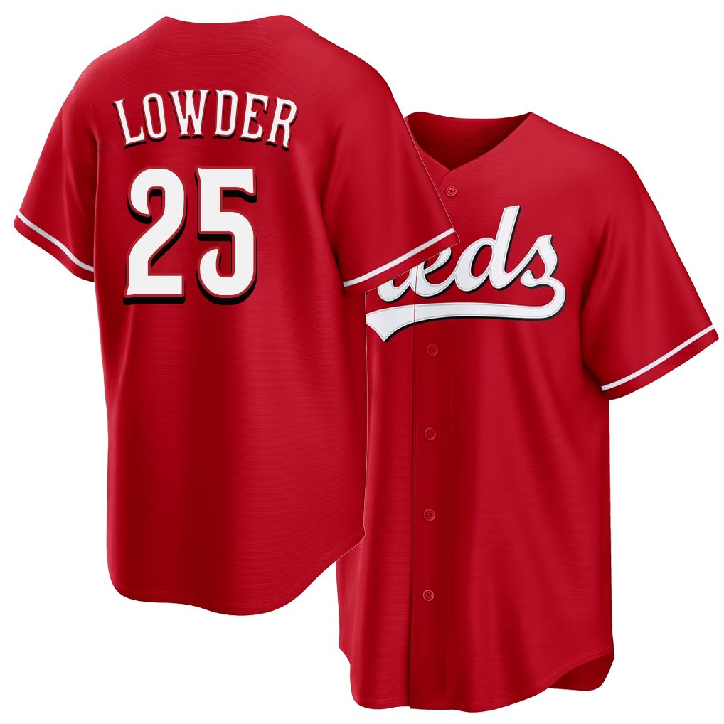Cincinnati #25 Lowder Player Baseball Short Sleeve Red Jersey Rhett For Men Women Youth Gift