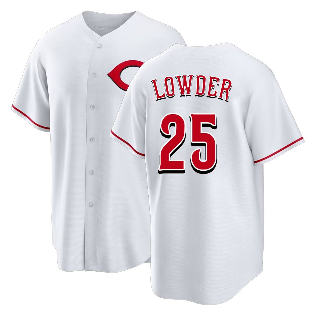 Cincinnati #25 Lowder Player Baseball Short Sleeve White Jersey Rhett For Men Women Youth Gift