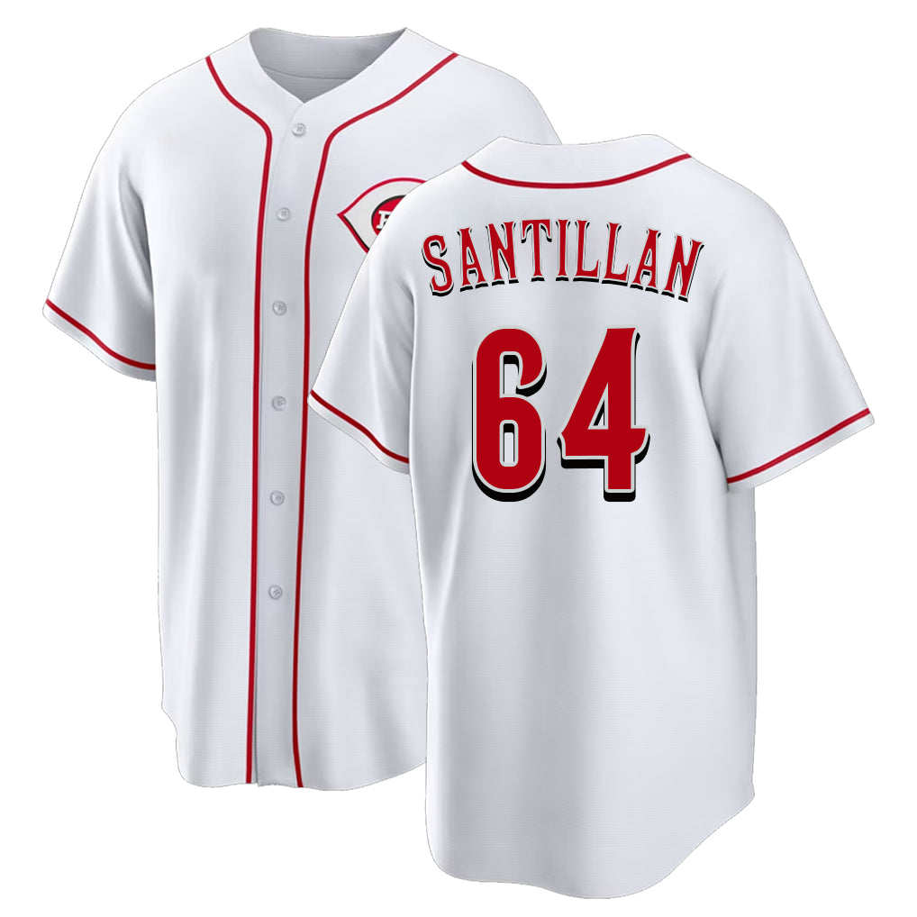 Cincinnati #64 Santillan Player Baseball Short Sleeve White Jersey Tony For Men Women Youth Gift