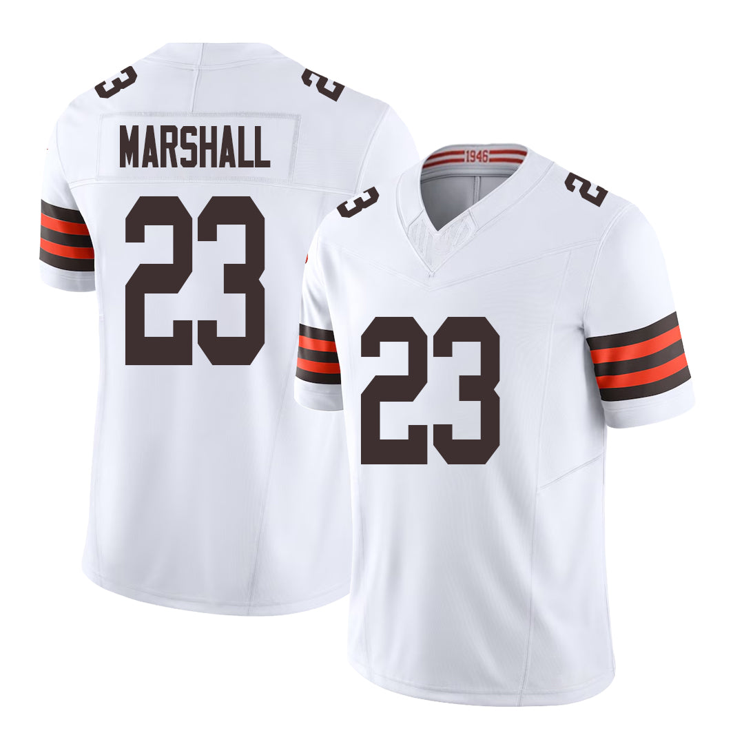 Cleveland #23 Marshall Player Football V Neck Short Sleeve White Jersey Ahmani For Men Youth Women Gift