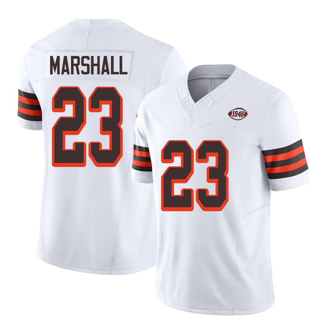 Cleveland #23 Marshall Player Football V Neck Short Sleeve Jersey White Ahmani For Men Youth Women Gift