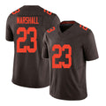 Cleveland #23 Marshall Player Football V Neck Short Sleeve Brown Jersey Ahmani For Men Youth Women Gift