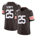 Cleveland #25 Szmyt Player Football V Neck Short Sleeve Brown Jersey Andre For Men Youth Women Gift