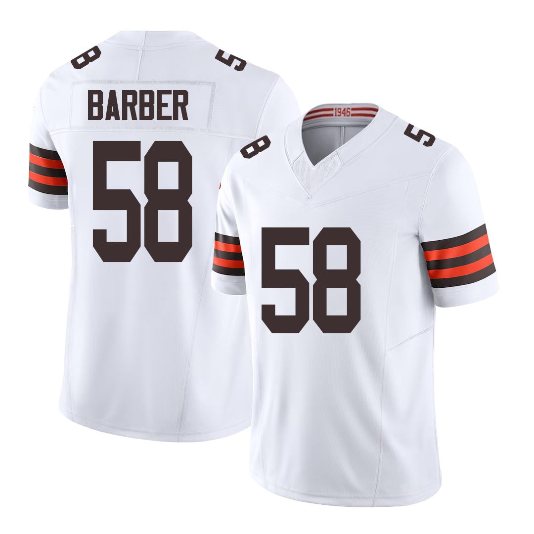Cleveland #58 Barber Player Football V Neck Short Sleeve White Jersey Austin For Men Youth Women Gift