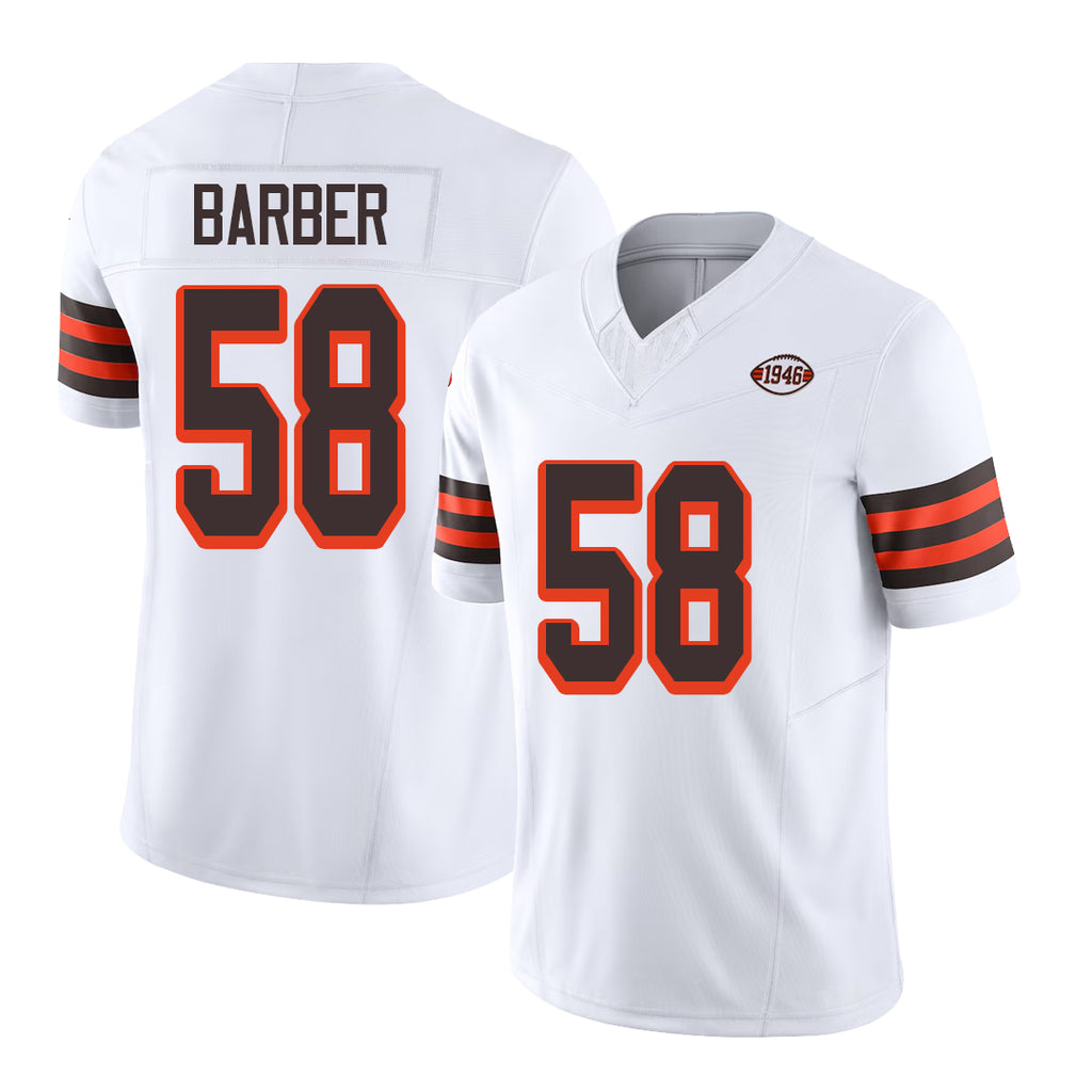 Cleveland #58 Barber Player Football V Neck Short Sleeve Jersey White Austin For Men Youth Women Gift