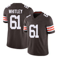 Cleveland #61 Whitley Player Football V Neck Short Sleeve Brown Jersey Benton For Men Youth Women Gift