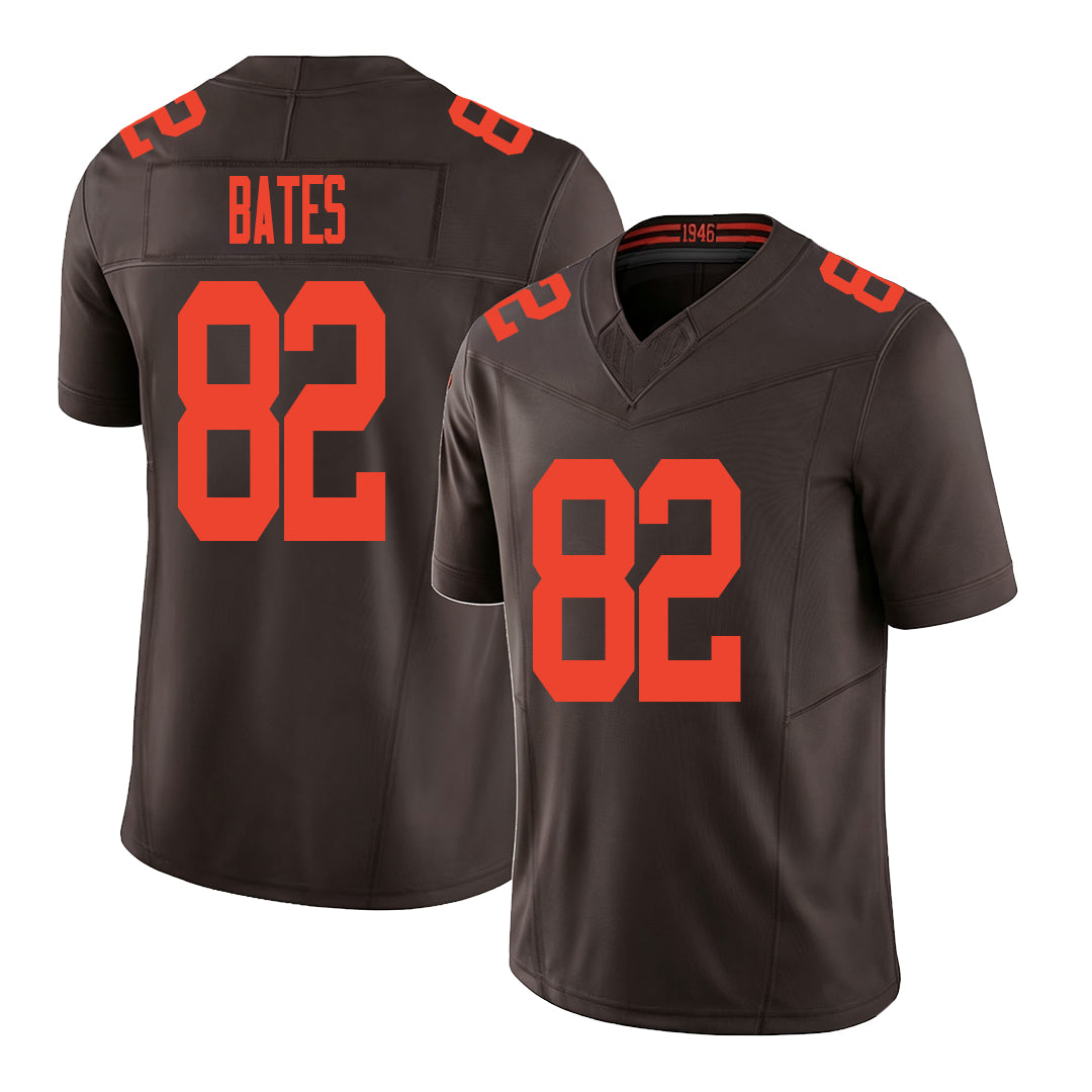Cleveland #82 Bates Player Football V Neck Short Sleeve Brown Jersey Brenden For Men Youth Women Gift