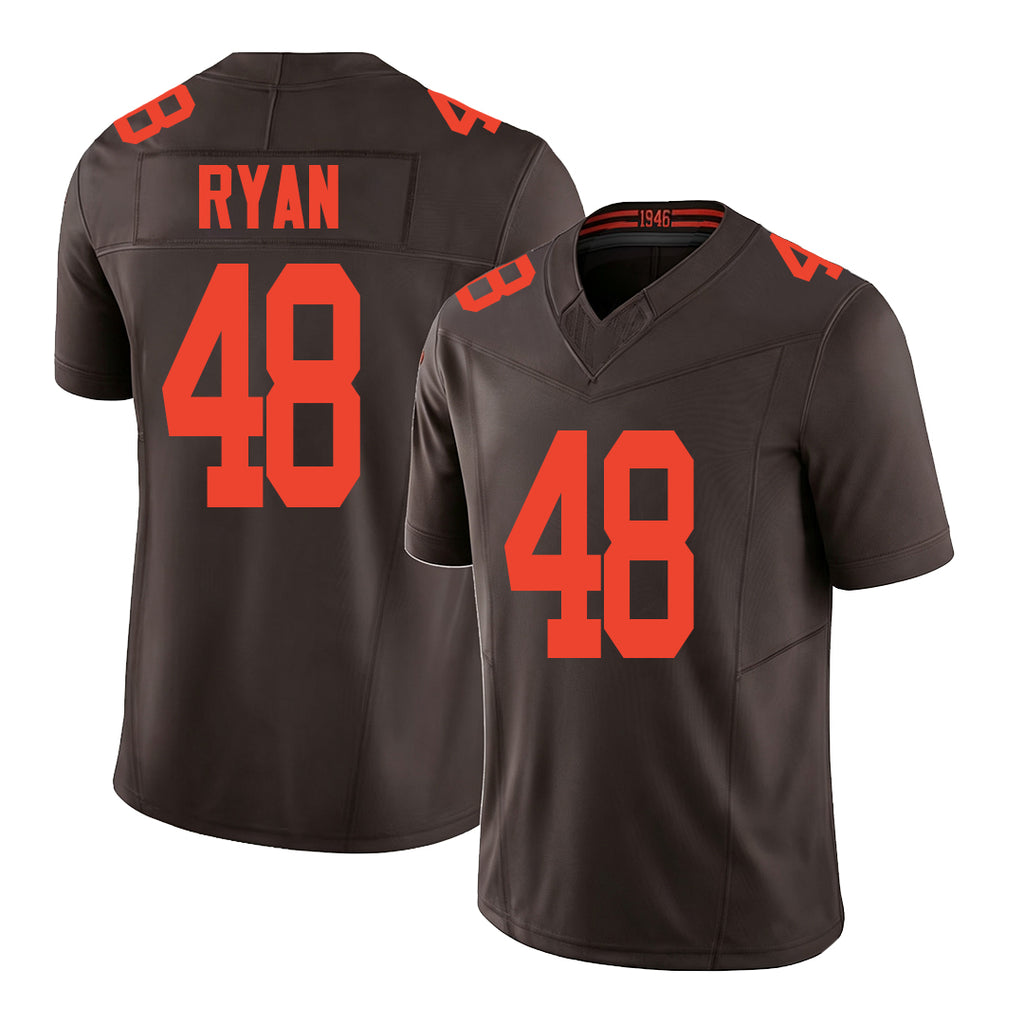 Cleveland #48 Ryan Player Football V Neck Short Sleeve Brown Jersey Carsen For Men Youth Women Gift