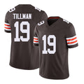 Cleveland #19 Tillman Player Football V Neck Short Sleeve Brown Jersey Cedric For Men Youth Women Gift