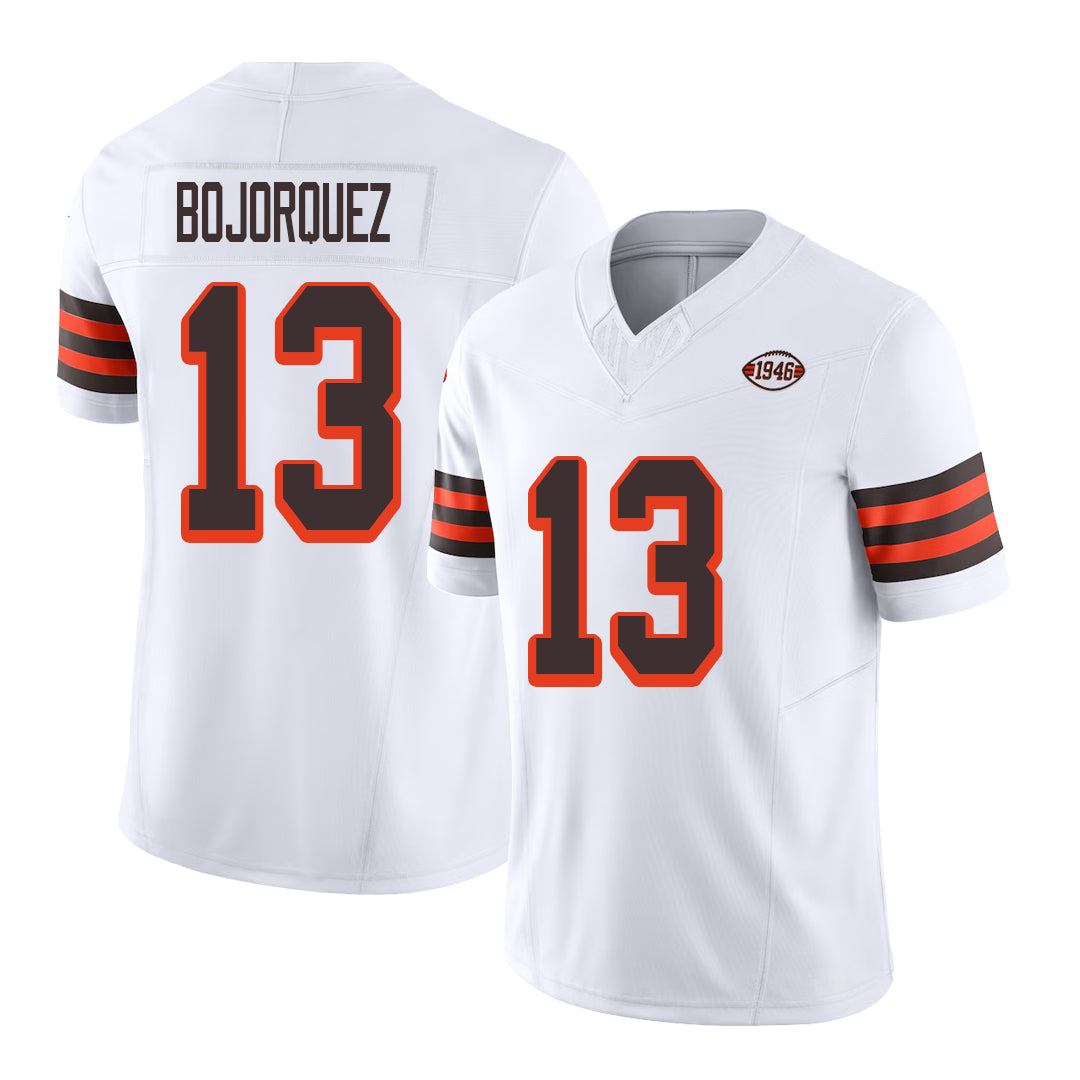 Cleveland #13 Bojorquez Player Football V Neck Short Sleeve Jersey White Corey For Men Youth Women Gift
