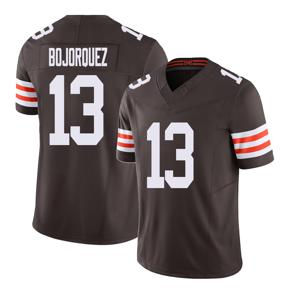 Cleveland #13 Bojorquez Player Football V Neck Short Sleeve Brown Jersey Corey For Men Youth Women Gift