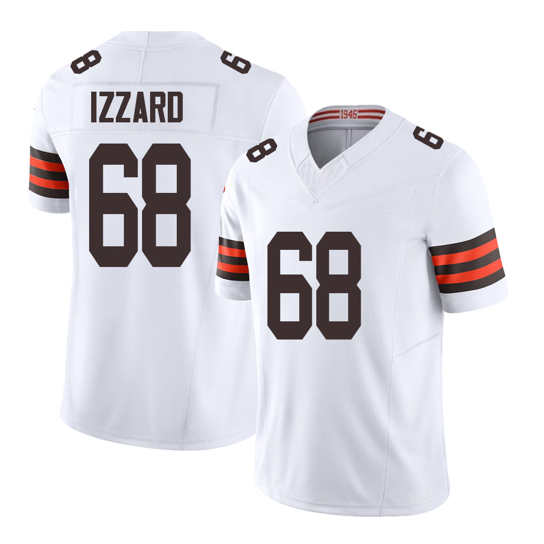 Cleveland #68 Izzard Player Football V Neck Short Sleeve White Jersey Coziah For Men Youth Women Gift