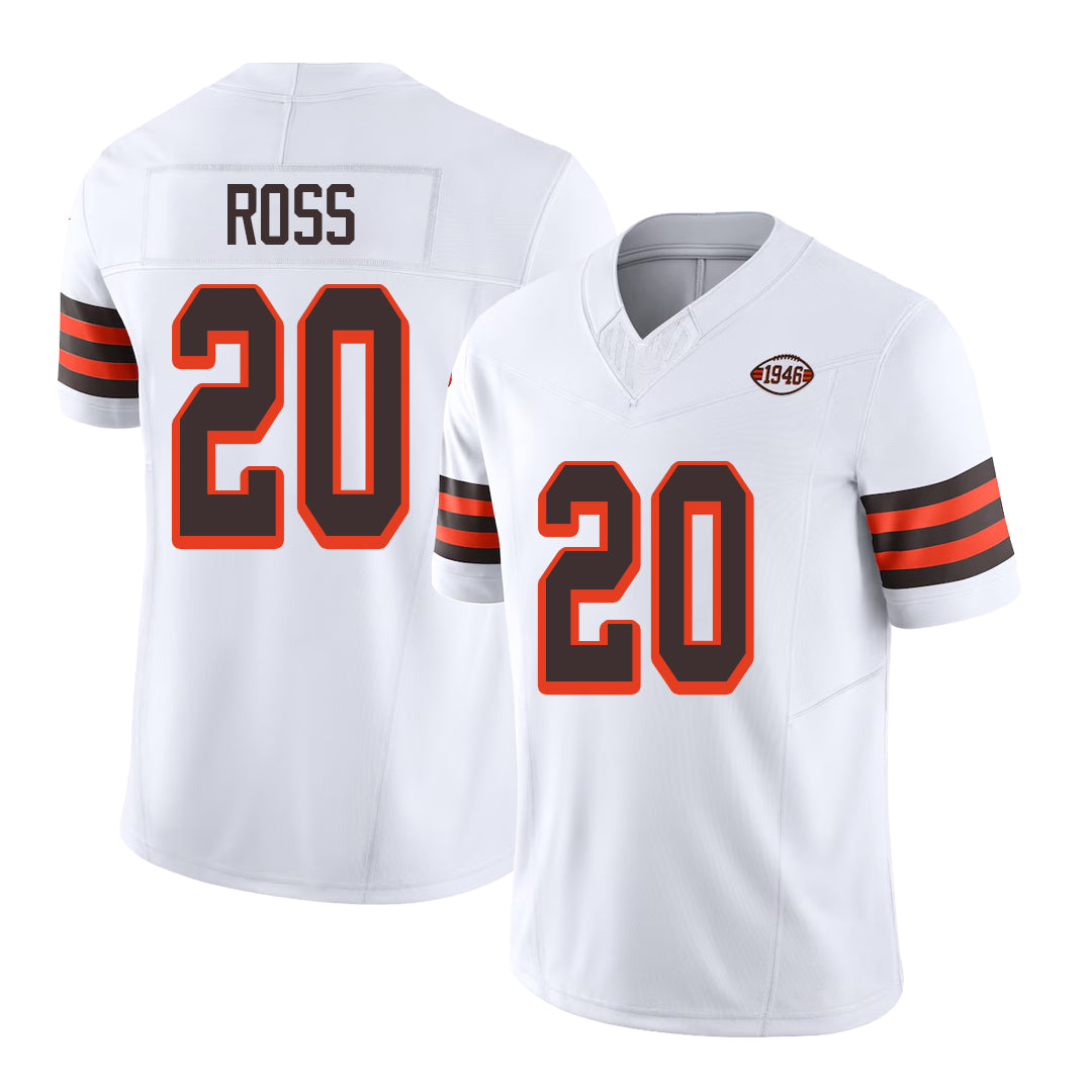 Cleveland #20 Ross Player Football V Neck Short Sleeve Jersey White D'Angelo For Men Youth Women Gift