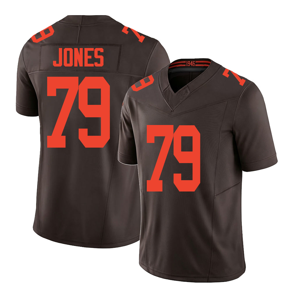 Cleveland #79 Jones Player Football V Neck Short Sleeve Brown Jersey Dawand For Men Youth Women Gift