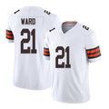 Cleveland #21 Ward Player Football V Neck Short Sleeve White Jersey Denzel For Men Youth Women Gift