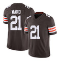 Cleveland #21 Ward Player Football V Neck Short Sleeve Brown Jersey Denzel For Men Youth Women Gift