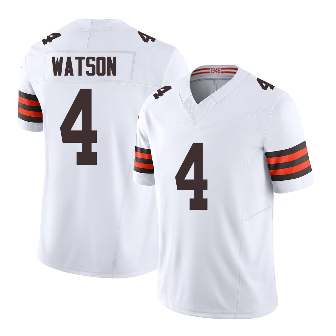 Cleveland #4 Watson Player Football V Neck Short Sleeve White Jersey Deshaun For Men Youth Women Gift