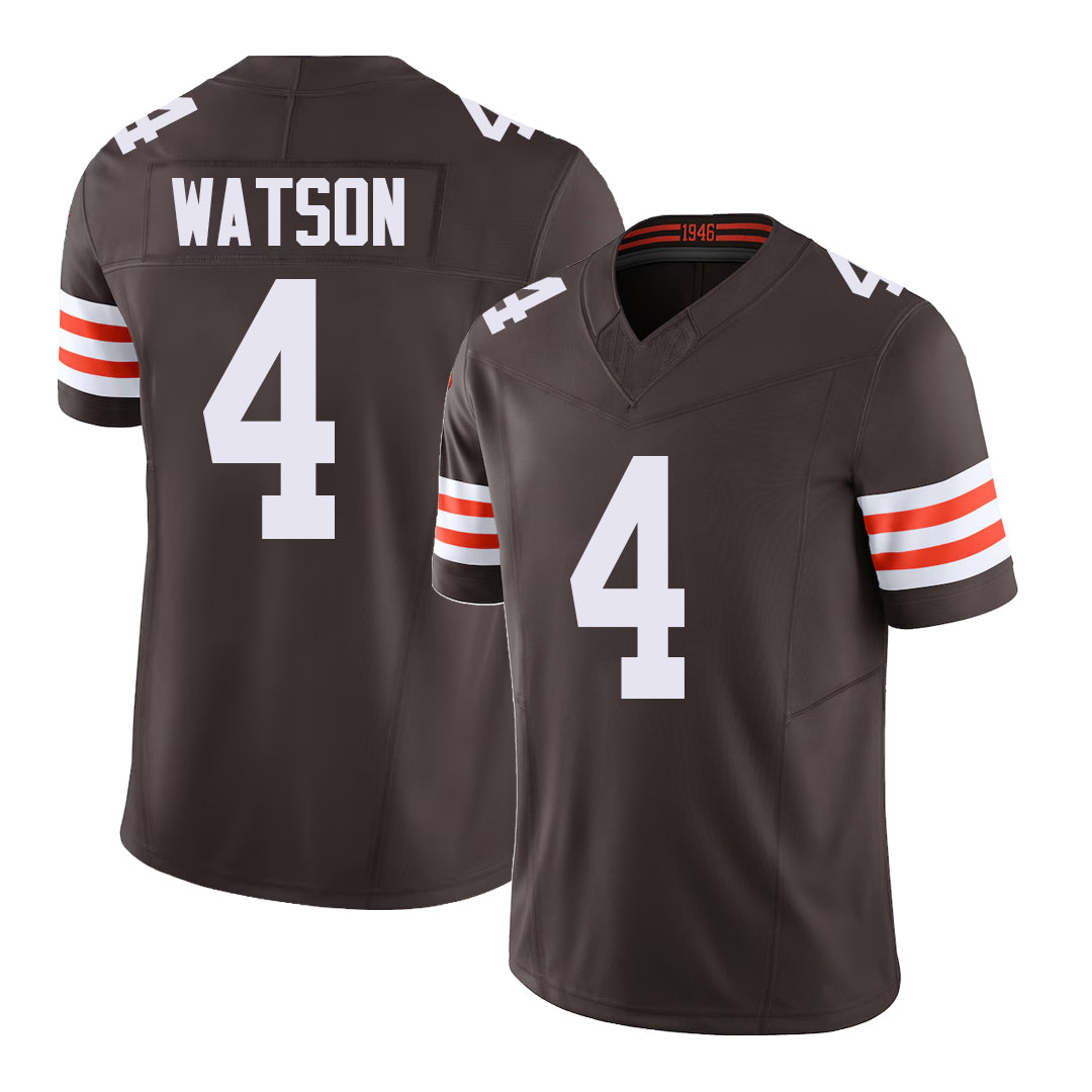 Cleveland #4 Watson Player Football V Neck Short Sleeve Brown Jersey Deshaun For Men Youth Women Gift