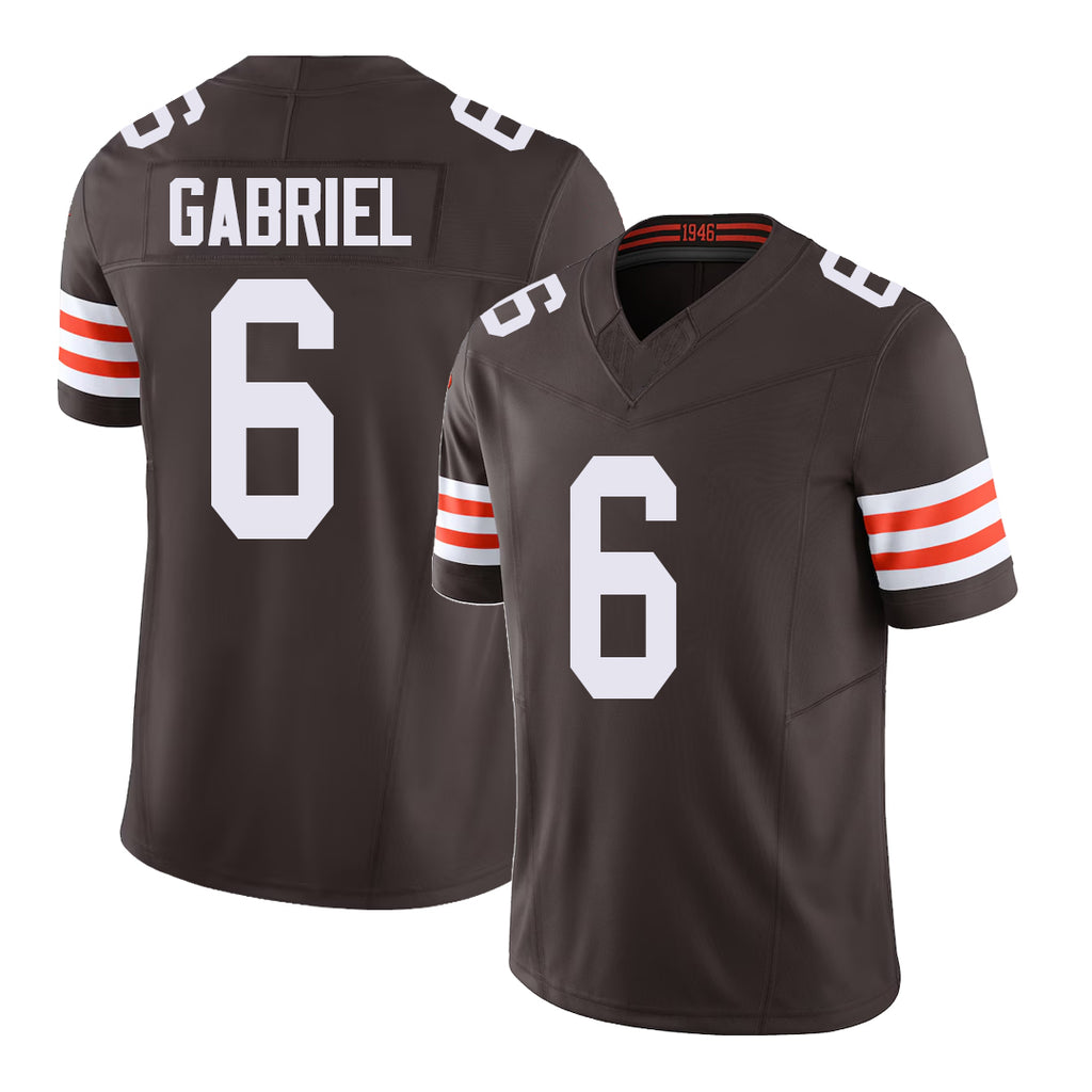 Cleveland #6 Gabriel Player Football V Neck Short Sleeve Brown Jersey Dillon For Men Youth Women Gift