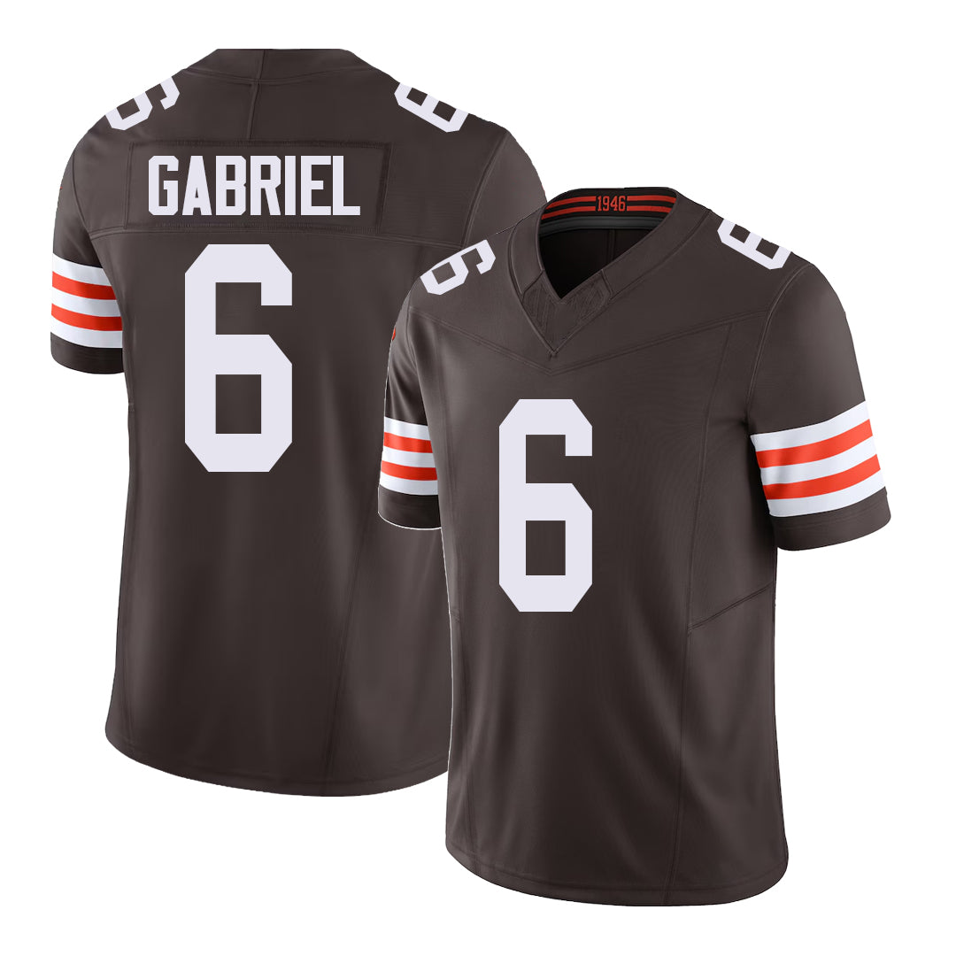 Cleveland #6 Gabriel Player Football V Neck Short Sleeve Brown Jersey Dillon For Men Youth Women Gift