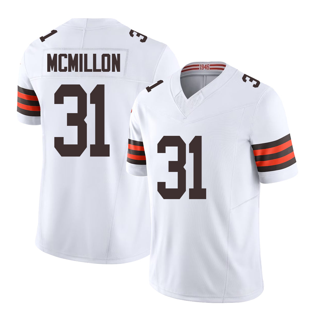 Cleveland #31 McMillon Player Football V Neck Short Sleeve White Jersey Donovan For Men Youth Women Gift