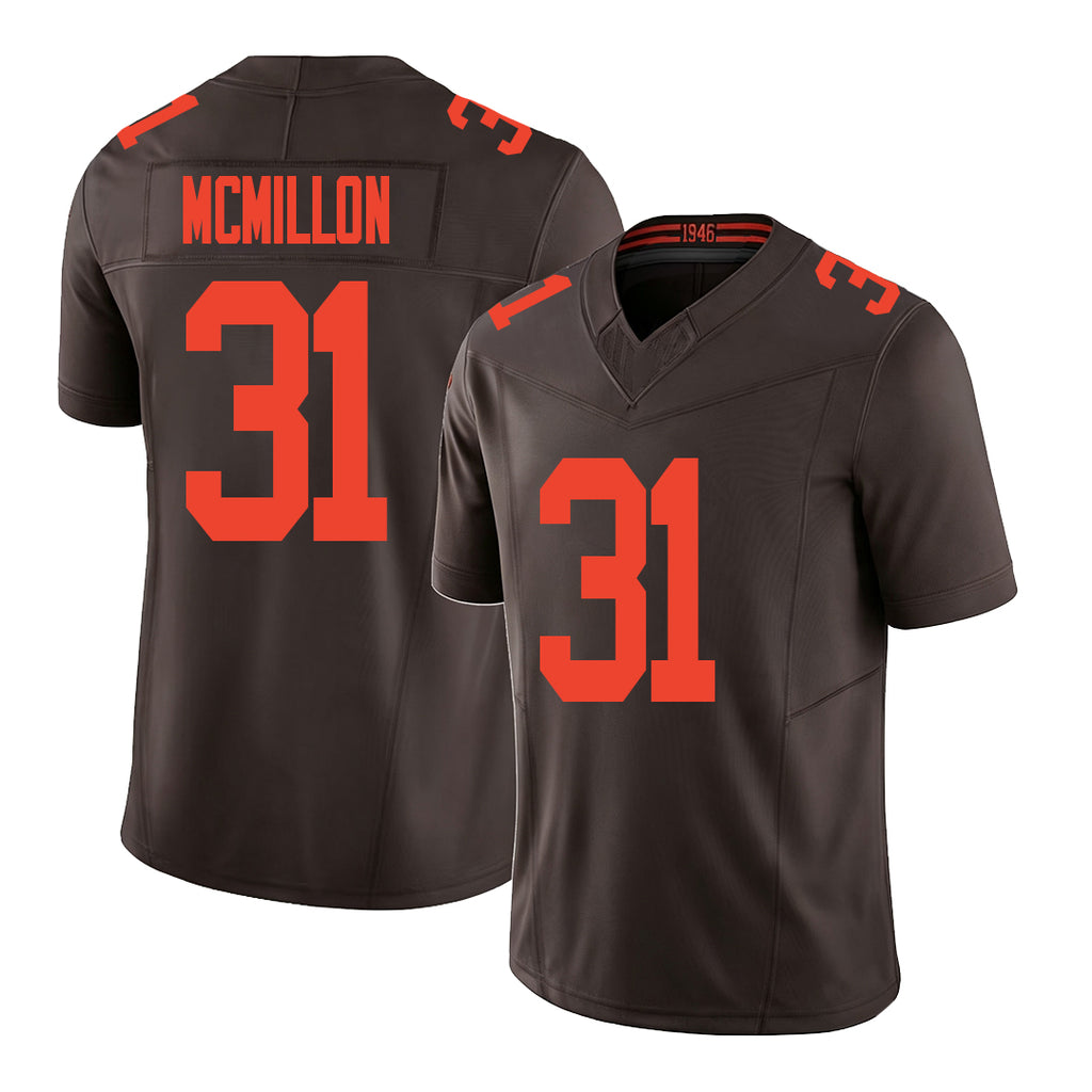 Cleveland #31 McMillon Player Football V Neck Short Sleeve Brown Jersey Donovan For Men Youth Women Gift