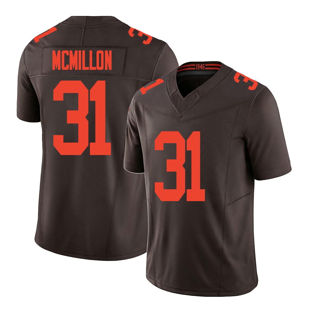 Cleveland #31 McMillon Player Football V Neck Short Sleeve Brown Jersey Donovan For Men Youth Women Gift