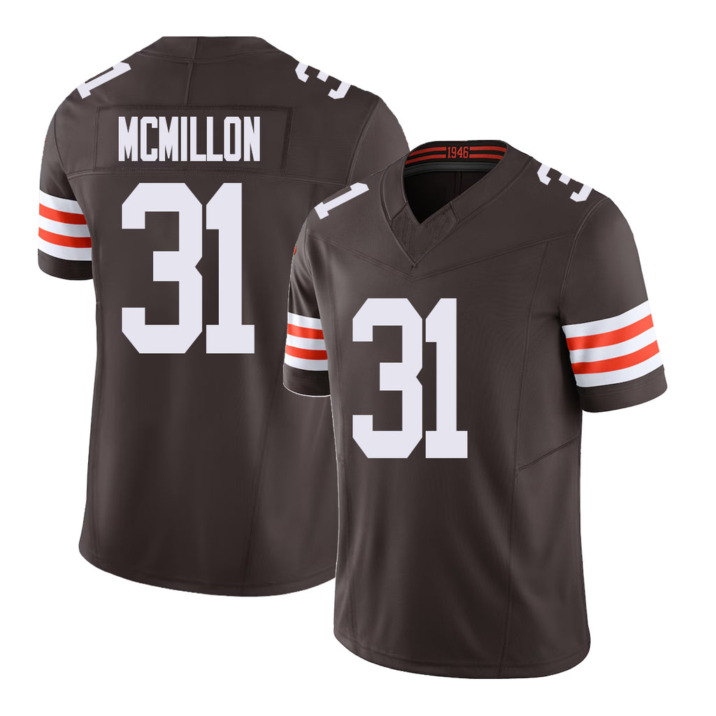 Cleveland #31 McMillon Player Football V Neck Short Sleeve Brown Jersey Donovan For Men Youth Women Gift