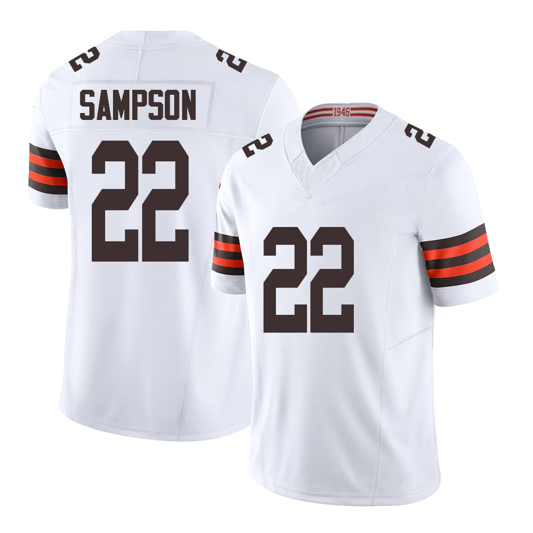 Cleveland #22 Sampson Player Football V Neck Short Sleeve White Jersey Dylan For Men Youth Women Gift