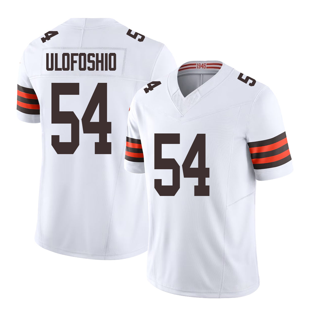 Cleveland #54 Ulofoshio Player Football V Neck Short Sleeve White Jersey Edefuan For Men Youth Women Gift