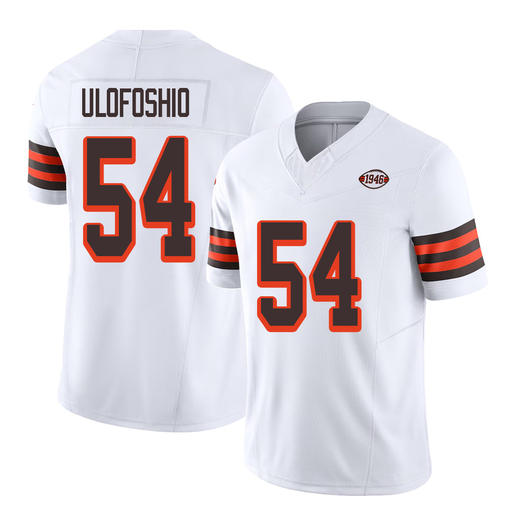 Cleveland #54 Ulofoshio Player Football V Neck Short Sleeve Jersey White Edefuan For Men Youth Women Gift