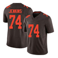 Cleveland #74 Jenkins Player Football V Neck Short Sleeve Brown Jersey Elgton For Men Youth Women Gift