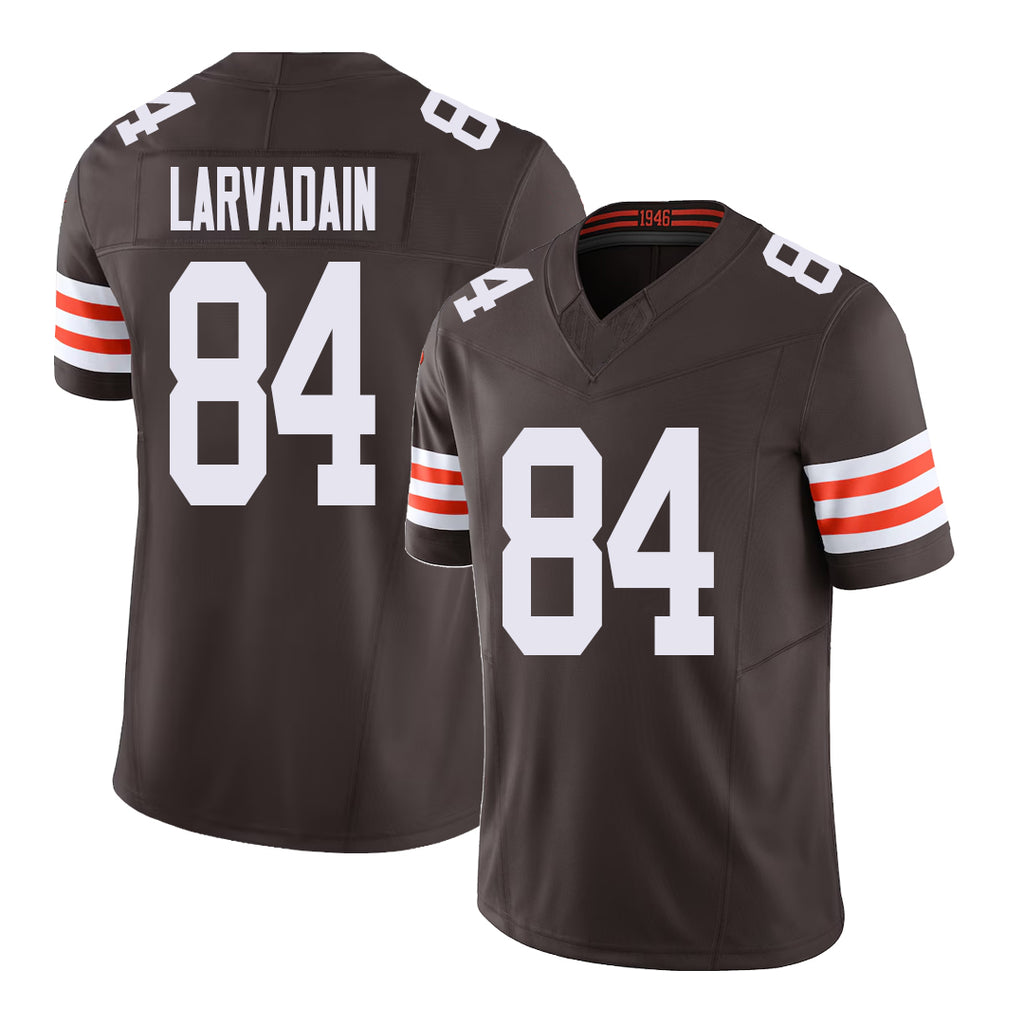 Cleveland #84 Larvadain Player Football V Neck Short Sleeve Brown Jersey Gage For Men Youth Women Gift