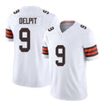 Cleveland #9 Delpit Player Football V Neck Short Sleeve White Jersey Grant For Men Youth Women Gift