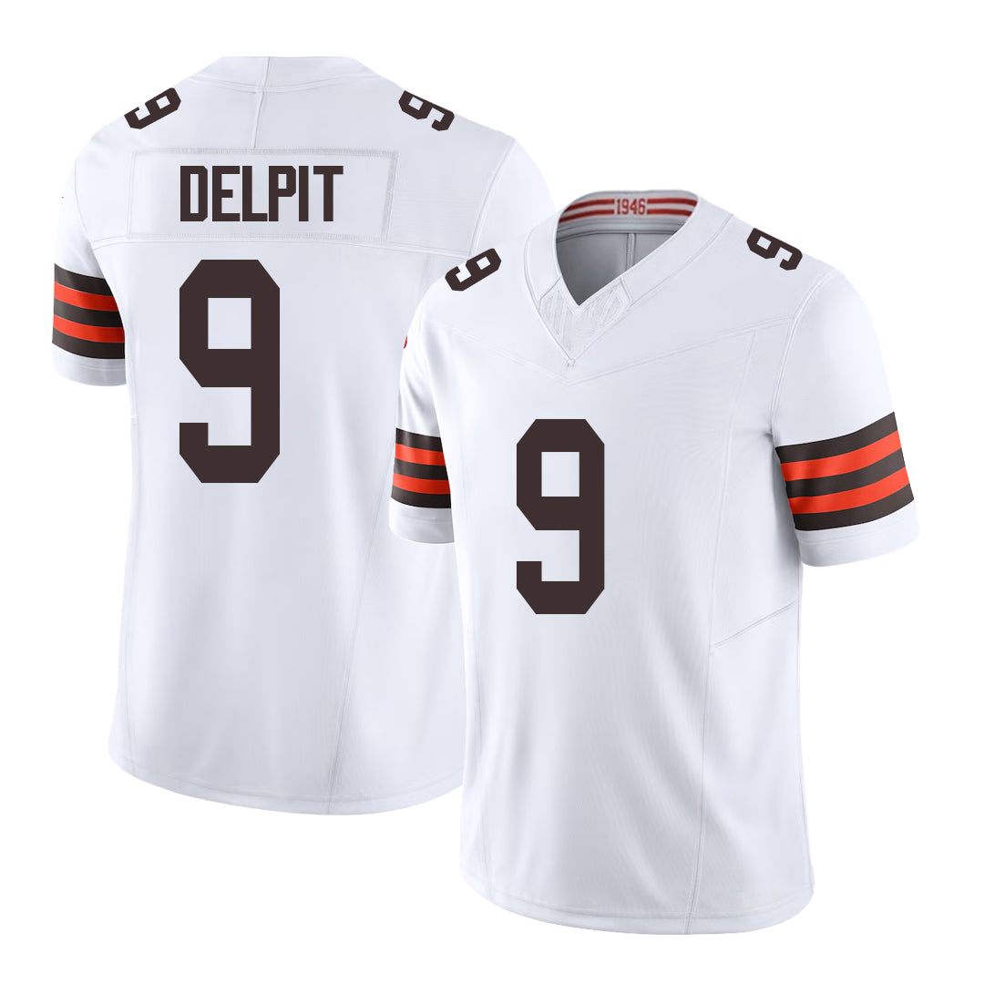 Cleveland #9 Delpit Player Football V Neck Short Sleeve White Jersey Grant For Men Youth Women Gift