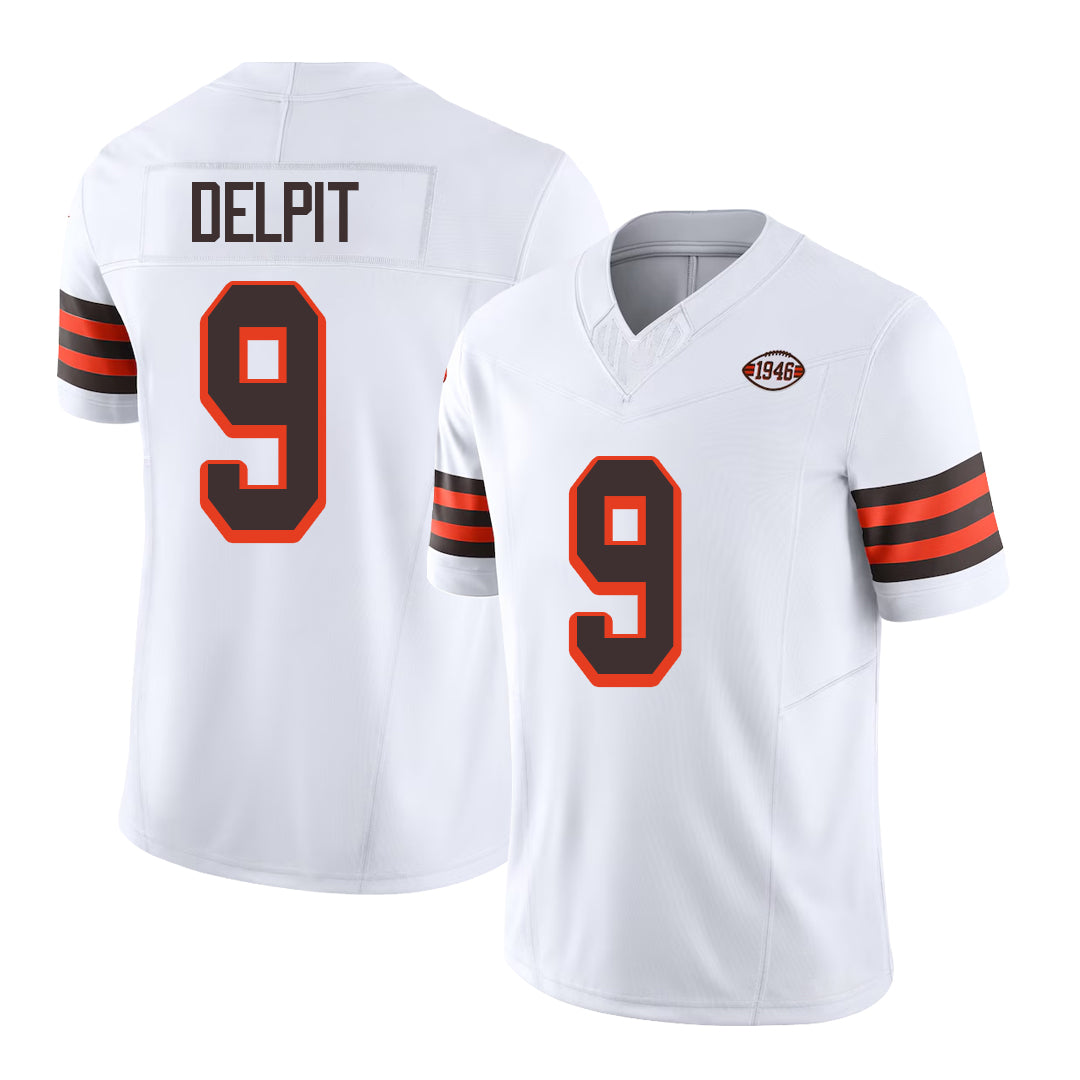 Cleveland #9 Delpit Player Football V Neck Short Sleeve Jersey White Grant For Men Youth Women Gift