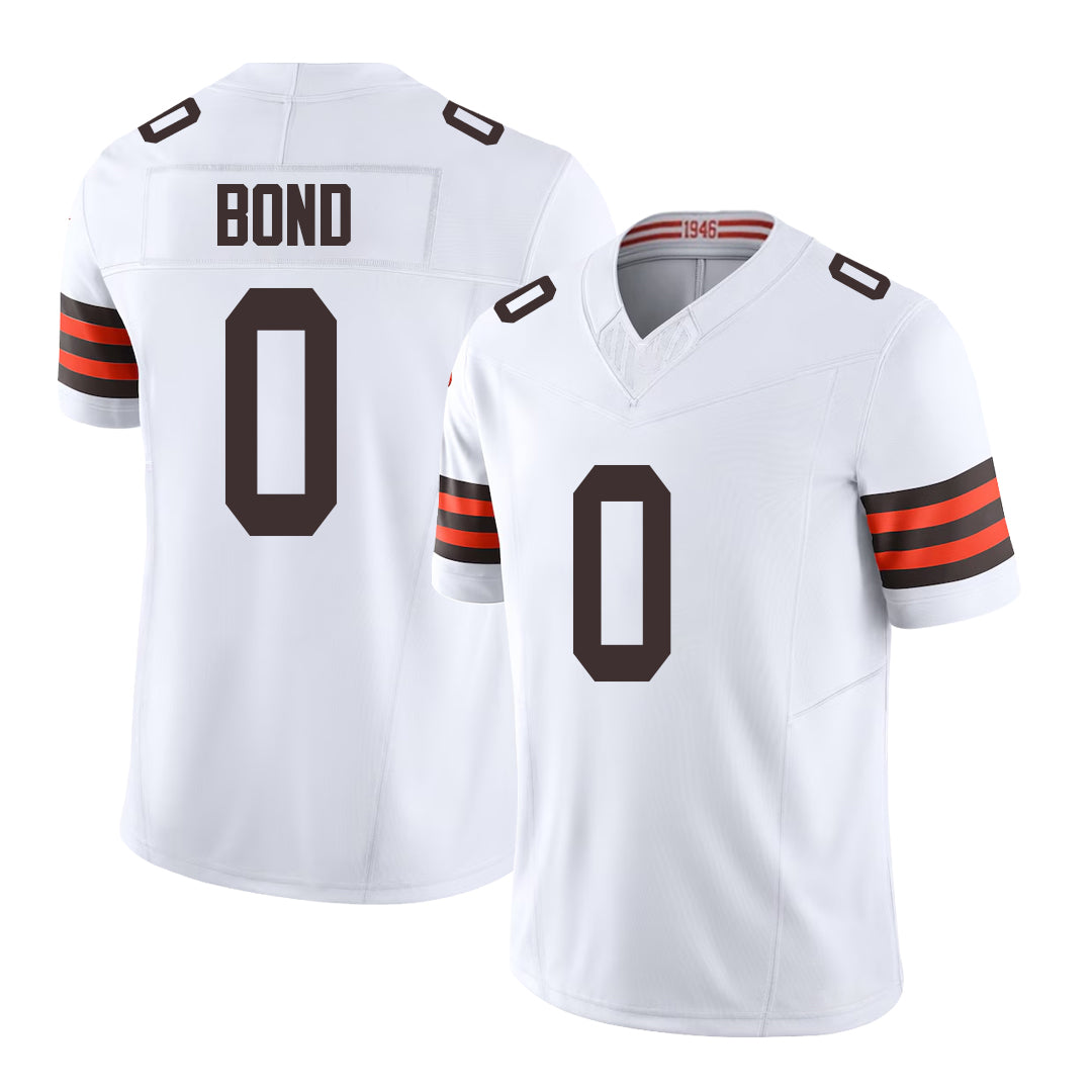 Cleveland #0 Bond Player Football V Neck Short Sleeve White Jersey Isaiah For Men Youth Women Gift