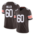 Cleveland #60 Miller Player Football V Neck Short Sleeve Brown Jersey Izavion For Men Youth Women Gift