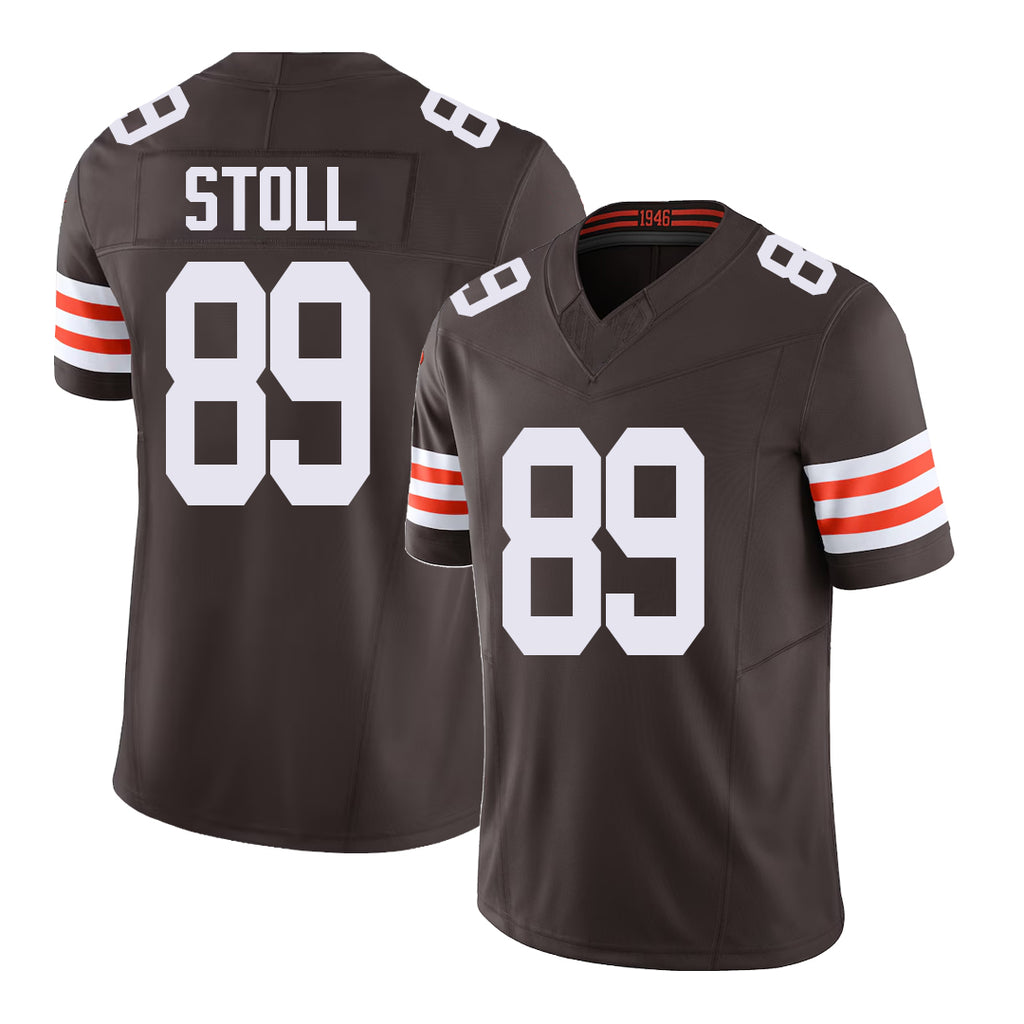Cleveland #89 Stoll Player Football V Neck Short Sleeve Brown Jersey Jack For Men Youth Women Gift