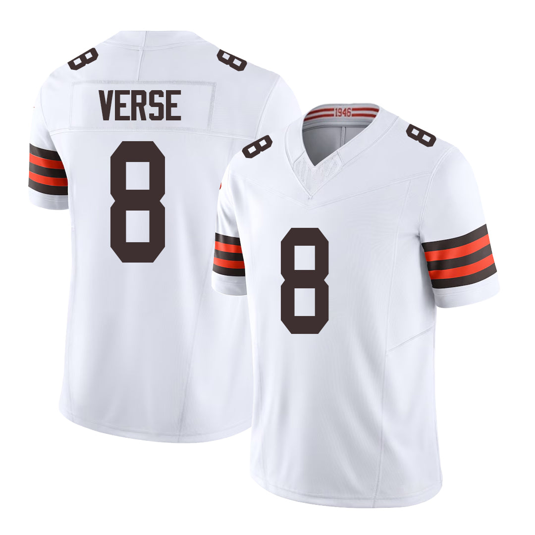 Cleveland #8 Verse Player Football V Neck Short Sleeve White Jersey Jared For Men Youth Women Gift