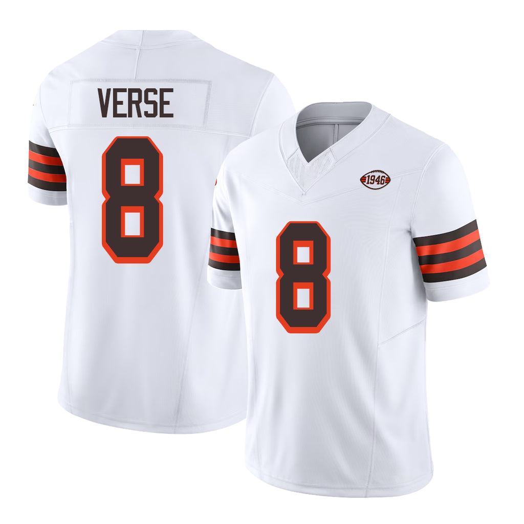 Cleveland #8 Verse Player Football V Neck Short Sleeve Jersey White Jared For Men Youth Women Gift
