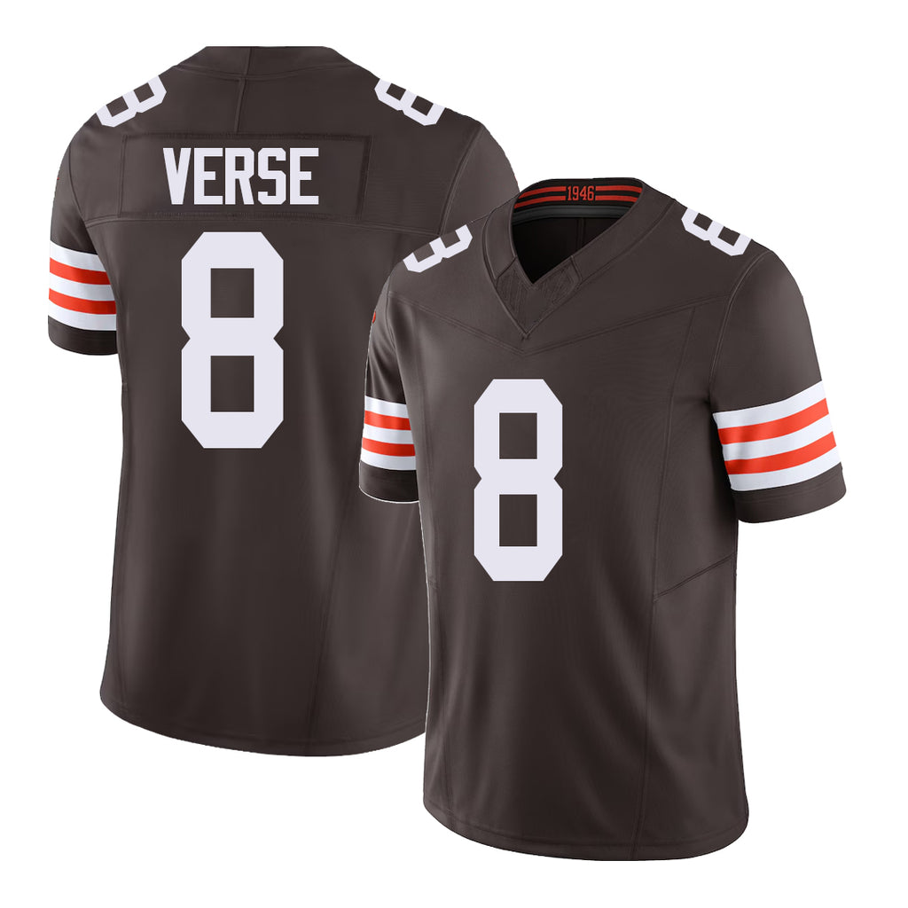 Cleveland #8 Verse Player Football V Neck Short Sleeve Brown Jersey Jared For Men Youth Women Gift