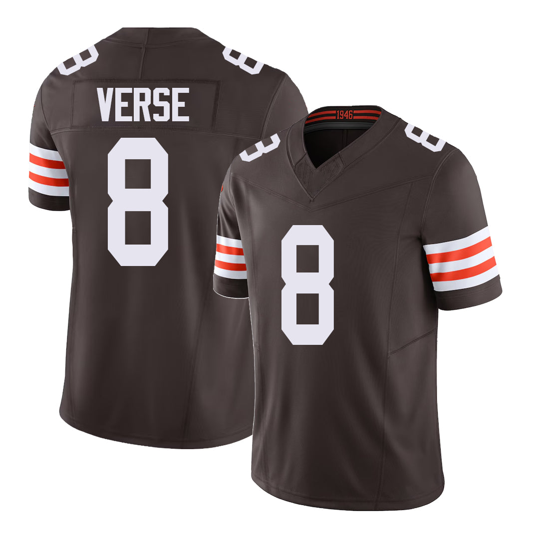 Cleveland #8 Verse Player Football V Neck Short Sleeve Brown Jersey Jared For Men Youth Women Gift