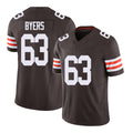 Cleveland #63 Byers Player Football V Neck Short Sleeve Brown Jersey Jeremiah For Men Youth Women Gift
