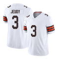 Cleveland #3 Jeudy Player Football V Neck Short Sleeve White Jersey Jerry For Men Youth Women Gift
