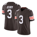 Cleveland #3 Jeudy Player Football V Neck Short Sleeve Brown Jersey Jerry For Men Youth Women Gift